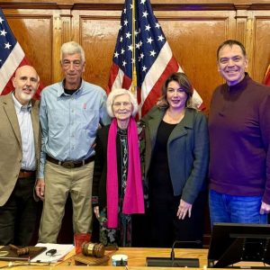 A LEGACY OF SERVICE: Members of the Giannino family who were honored by the City Council at the final meeting of the year at city hall, from left to right, Joseph Giannino, City Councillor Chris Giannino, Joann Giannino (mother of Chris, grandmother of Jessica), State Rep. Jessica Giannino and State Rep. Jeffrey Turco.