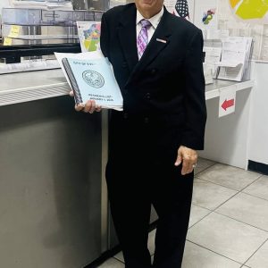 Ward 6 Council candidate Al Lattanzi is shown with his nomination papers at the City Clerk’s Office. (Courtesy photo)