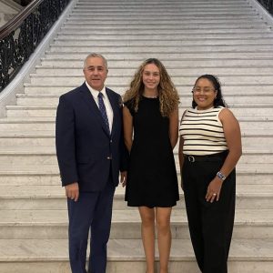 State Rep. Joseph McGonagle with intern Riley Avelar and Legislative Aide Narlie Monteiro.