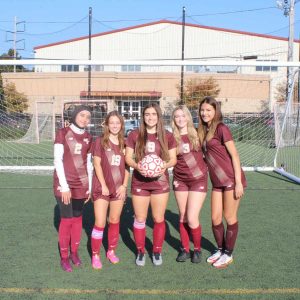 The Eagle Seniors, shown from left to right, are Inssaf Machouk, Evie Reynolds, Reilly Hickey, Niamh Stewart and Aya Abbassi.