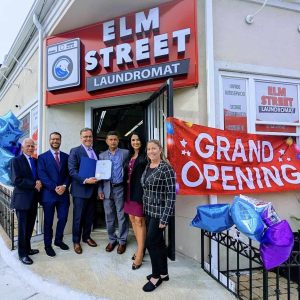 Pictured from left to right, former Ward 2 Councillor Nicholas Saia, Ward 3 Councillor Anthony DiPierro, Mayor Robert Van Campen, owner Rajesh Keshar, Ward 2 Councillor Holly Garcia, and Ward 2 Councillor Stephanie Martins.