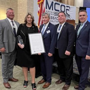 Shown from left to right, President Scott Hosvespian, Rep. Jessica Giannino, VP John Nelson, Atty. Tim King, and Director of PERAC Billy Keefe.