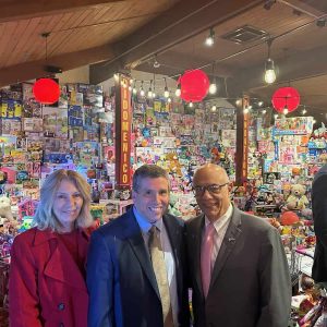 Pictured at the DiDomenico Foundation Toy Drive event at Kowloon recently were Dolores Lattanzi, Senator DiDomenico, and former city councillor Al Lattanzi.