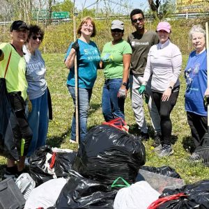 IN HONOR OF EARTH DAY: SAVE held its 3rd Annual Clean Up at the Saugus Middle-High School on May 3. From left to right are Laura DeBenedictis (Garden Club), Pam Goodwin (SAVE), Nancy Prag (SAVE), Belinda Fernandes, Apollo Fernandes (Pioneer Charter School), Stephanie Shalkoski (SAVE) and Margery Hunter (SAVE). Not pictured are Dick Lynch (SAVE) and Wendy Nelson (Garden Club). (Courtesy Photo to The Saugus Advocate)