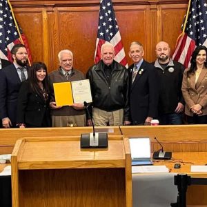 Bill Reedy and Tom Sullivan with Councillors Ira Novoselsky, Juan Pablo Jaramillo, Angela Guarino-Sawaya, and Michelle Kelley.