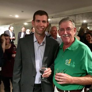 Ward 2 Councillor/City Council Vice President Ira Novoselsky was in the stands during the Celtics championship win on Monday night at the TD Garden. Pictured with Novoselsky is former Celtics coach and current Celtics General Manager Brad Stevens. (Courtesy photo, Ward 2 Councillor Ira Novoselsky)