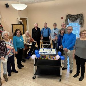 JANUARY 2024 BIRTHDAYS: The Senior Center celebrated the collective birthdays of the month for 11 Saugonians last Friday (Jan. 26). Pictured from left to right are the celebrated seniors: Marylou Ciampoli, Louise Martin, Louise Hoyt, Sandy Tozza, Ralph Littlefield, Ted Pollack, Betty Pauley, Sony Dall, Terry Cronin, Mark DiGregorio and Elaine Cox. (Courtesy photo to The Saugus Advocate)