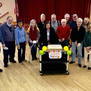 JANUARY BIRTHDAYS: The Saugus Senior Center recognized 14 seniors who celebrated their birthdays collectively at the Senior Center last month. Pictured from left to right: Front row: Ron Visconti, Geoffrey Trainor, Kheng Kith, Cathy McCarthy, Louise Hoyt, Dan McNeil, Mark DiGregorio, Connie Mirasolo and Tony Misiano; back row: Betty Pauley, Ted Pollack, Ralph Littlefield, Sonny Dall and Lori Arsenault. (Courtesy Photo to The Saugus Advocate)