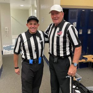 State Rep. (and part-time football referee) Steve Ultrino with legendary Malden “hitter” Johnny Salmon.