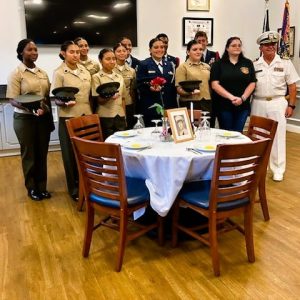 NEVER FORGOTTEN: A Salute to the Prisoners of War and Missing in Action (POW/MIA) by the JROTC finished the ceremony as it was narrated by Saugus Veterans Council Commander Steve Castinetti. (Courtesy photo of Joanie Allbee).