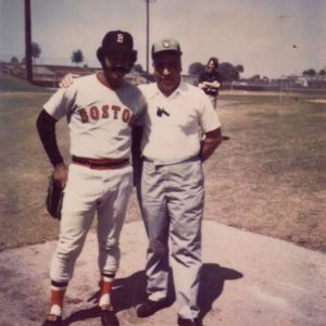Spring Training 1974: Red Sox newcomer Juan Marichal and Malden’s very own (my late father-in-law) Mike Picillo.