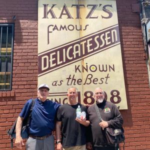 Katz’s Deli in NYC — Dana Brown along with Joe & Peter Levine.