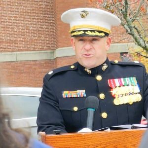 KEYNOTE SPEAKER U.S. Marine Corps Lt. Col. Thomas J. Grace (Saugus Advocate photo by Mark E. Vogler)