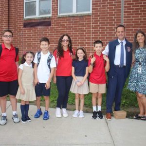 Susan B. Anthony Middle School Principal Joanne Willett and Acting Mayor Patrick Keefe, Jr. welcomed students back to school on Tuesday.