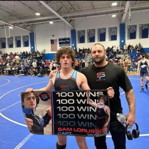 Saugus wrestler Sam LoRusso and strength coach Mike Penta