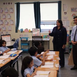 Lieutenant Governor Kim Driscoll addresses a PCSS classroom. (Photos Courtesy of Pioneer Charter School of Science)