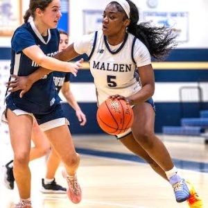 Manicha Exilhomme fashioned a “double-double” with 17 points and 12 rebounds in a loss to Medford. (All Advocate Photos/Henry Huang)
