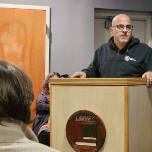 MAN IN THE HOT SEAT: Peter DiCecco, WIN Waste Innovations Senior Vice President of Operations, apologized for the inconvenience and unrest that Monday night’s plant malfunction caused for residents who heard the loud noise from WIN’s trash-to energy plant. (Saugus Advocate photo by Mark E. Vogler)