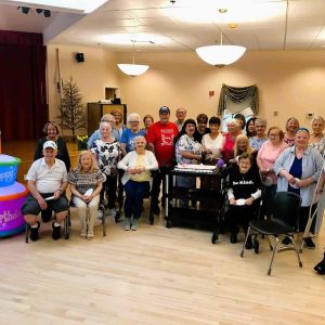 MAY BIRTHDAYS: The Saugus Senior Center recognized 25 residents who celebrated their birthdays collectively at the Senior Center on Friday, May 30. Pictured from left to right: Seated: James Lazurek, Cathy Mulligan, Lucianne Calder and Dottie Bockus; second row: Mary Valliere, Liz Kingsley, Mary Dunlop, Mary Macabee, Brian D’Eon, Cheryl Finnerty, Elaine Jebali, Miriam Cianciulli, Marsha Golden, Lois Hanscom, Rose Cosgrove and Pam Goodwin; back row: Linda MacTaggart, Donna Dechellis, Mike Boudreau, Donna Carbone, Betty Lowe, Roberta Levy, Lorraine Bernardi, Paula Mazzio and Louise Dinato. (Courtesy Photo to The Saugus Advocate)