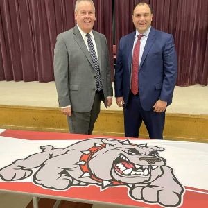 Everett Supt. of Schools William Hart is shown with Paolo G. Lambresa, the new Principal of the Madeline English School