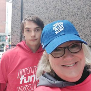 Malden resident, Dr. Moriarty, at a previous Jimmy Fund Walk, Co-Captains Team Miles and Smiles.
