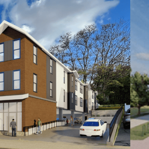 Pictured: Renderings (from left) 213 Main Street by ACDC; and 272 Cross Street by TND