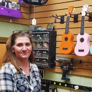 Maria Broufas in her music shop-2