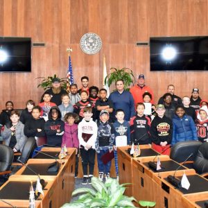 Mayor Carlo DeMaria was pleased to be joined by the Crimson Tide Pop Warner 10U team at City Hall.