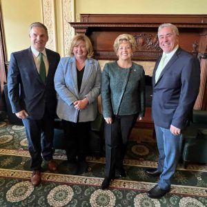 Pictured from left to right are Representative Jamie Murphy, Consul General Síghle FitzGerald, Ambassador Geraldine Byrne Nason and Representative Joe McGonagle. (Courtesy photo)