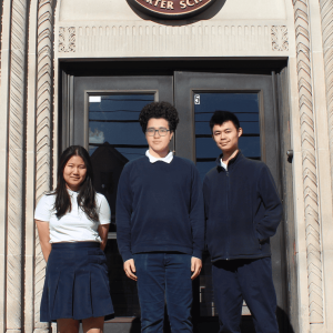 Shown from left to right are Mabel Ho, Thomas Oliveira and Matthew Weng (of Malden). (Missing from the photo was Timothy Rosell.)