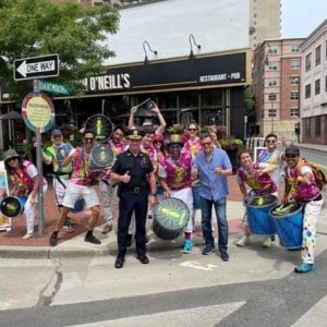 Police Chief Glenn Cronin and Mayor Gary Christenson are having some musical fun during the festival.