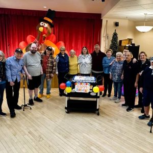 NOVEMBER BIRTHDAYS: The Saugus Senior Center recognized 15 residents who celebrated their birthdays collectively at the Senior Center on Friday, Nov. 21. Pictured from left to right: Carol Drake, Diane Coleyn, Jerry Foster, Michael Poto, Phyllis Barone, Judy Worthley, Karen Lorentz, Nancy Nunez, Glen Davis, Gail Sarno, Donna Zinna, Vinnie Zinna, Adel Penkul, Charlie Hickey and Gene Decareau. (Courtesy Photo to The Saugus Advocate)
