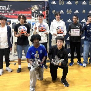 From left to right: Jimmy Lei, Jiachao Chen, Hassan Freeman, Kyle Huang, Mogos Ghile (kneeling), Dylan Huang (kneeling), Ilyes Ouldsaada, Tanvir Singh, Suyog Shrestha, Cam’ron Crawford. Members not in photo: Stanley Jiang, Satvir Singh and Lincoln Boswell. (Courtesy/Malden High School Robotics)