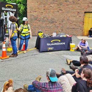 Representatives of Gilbane Building Company, Guardian Fall Protection and Colony Hardware provided Northeast Metro Tech students with a demonstration of the latest safety equipment. (Courtesy Northeast Metro Tech)