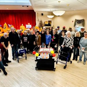 OCTOBER BIRTHDAYS: The Saugus Senior Center recognized 27 residents who celebrated their birthdays collectively at the Senior Center on Friday, Oct. 31. Pictured from left to right: First row: Lynette Terrazzano (administrative assistant), Eline Fils, Arthur Montgomery, Ed Botte, Janice Crager, Rheta Record, Linda Ingeneri, Barbara Gillis, Joyce Costa, Shirley Lawrence, Inez Firth, Barbara Vigliotta, Pat Zaccaria and Cheryl Dellacroce; second row: Clorinda Bettencourt, Anthony Ranieri, Sue Puopolo, Fran Rogers, Paula Taylor Howard, Neil Osgood, Diane Tiro, John Skane, Gary Goodwin, Rafael Bonano, Leo Colon, Tom Lowe and Richard Salerno. (Courtesy Photo to The Saugus Advocate)