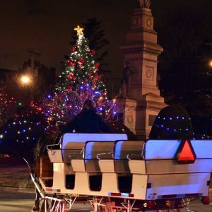 Once Santa has flipped the switch, rotary traffic is carefully directed so that his sleigh can return to the North Pole. (Photo courtesy of Laura Eisener)