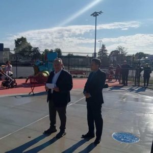 In the photo: Ward 2 Councillor Paul Condon and Mayor Gary Christenson at the Devir Park rededication.