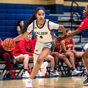 Malden senior captain Amanda Ebenezer (4) had 14 points to help lead the Tornados to a win over Everett. (Advocate Photos/Henry Huang)