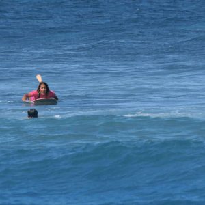 Paloma Quintana routinely rescues swimmers on a beach in northwest Puerto Rico.