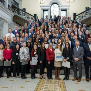 Pictured from left to right: DESE Commissioner Pedro Martinez, State Representative Joseph McGonagle, Everett Public Schools Asst. Superintendent Christopher Barrett, Everett Public Schools Director of Strategic Initiatives Rosemary Hughes, State Senator Sal DiDomenico, Massachusetts Secretary of Education Dr. Patrick Tutwiler. (Courtesy photo)