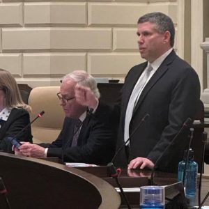 Photo 4:

Senator Sal DiDomenico speaks on the floor of the Mass. Senate in favor of his bill.  (Courtesy photo)