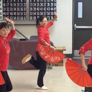 The Sweet Honey group’s dance team performs during Mystic Valley Elder Services’ Lunar New Year party at 630 Salem Street. (Courtesy photo)