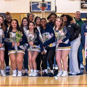 Here is entire group all the Malden High Winter Cheerleaders with their family and friends. (Advocate Photos/Henry Huang)