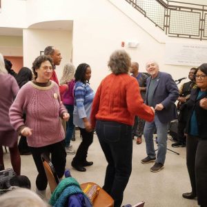Participants dancing at the 2025 Malden Reads Opening Celebration.