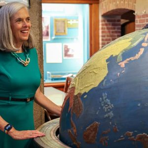 Democratic Whip Katherine Clark is shown at the Perkins School for the Blind’s Watertown Campus.