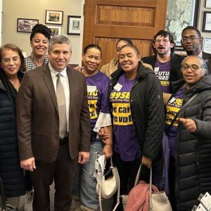 Senator DiDomenico meeting with constituents and PCA workers with SEIU in his Senate office.