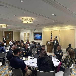 State Senator Sal DiDomenico is shown in 2024 speaking at an event with the Metropolitan Area Planning Council to highlight support of the Shannon Grants.