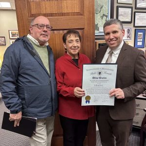Senator Sal DiDomenico with Millie Cardello and her husband, David Pretti.