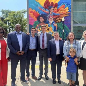 Senator Sal DiDomenico with Early Education & Care Commissioner Amy Kershaw, Secretary of Education Patrick Tutwiler, State Representative Adrian Madaro and leaders from the East Boston Social Centers (Courtesy photo)