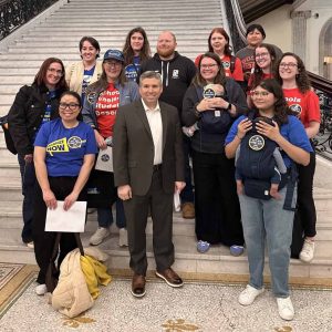 Senator Sal DiDomenico with teachers from his district during their advocacy day at the State House. (Courtesy photo)